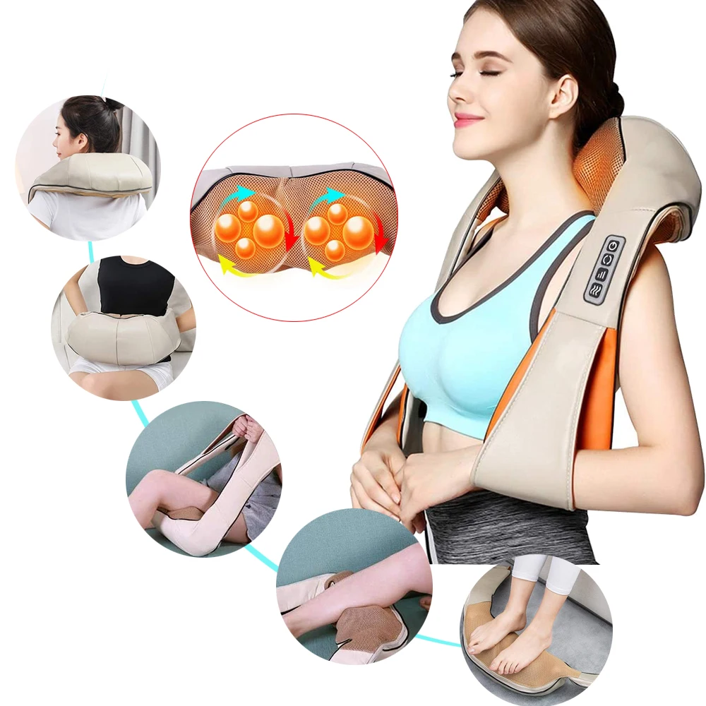 Rechargeable U Shape Massager Electrical Shiatsu Back Body Neck Massager  Infrared Heated Kneading Car/Home Massage Shawl Device - AliExpress