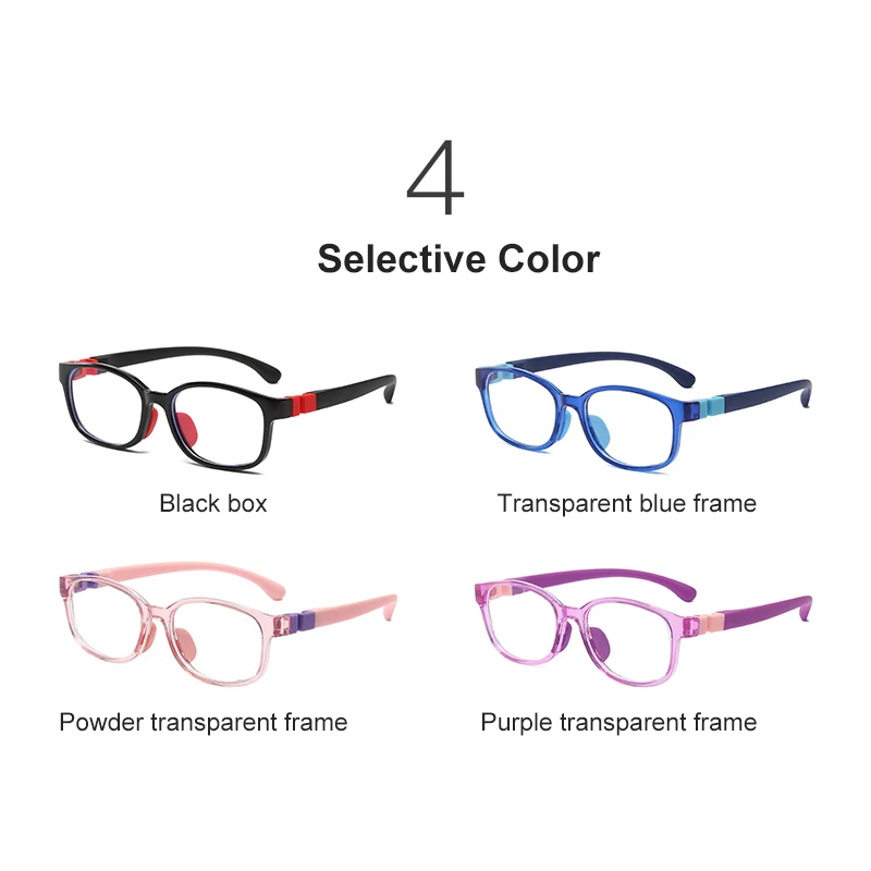 Anti Blue Light Glasses Kids Square Computer Silicone Frame Eyewear For Boys Girls