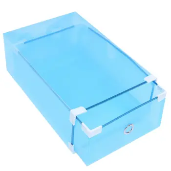 

HOT Shoes Box Transparent Plastic Drawer Type Metal Edging Thick Plastic Storage Box, Blue