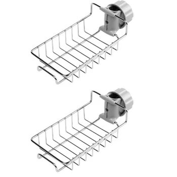 

Stainless Steel Sink Faucet Sponge Holder Sink Caddy Organizer for Kitchen Accessories,Kitchen Faucet Rack(2 PACK)