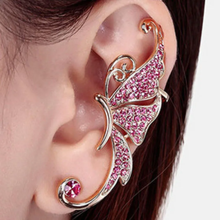 

Changing Accessories Korean Exaggerate Full of Butterfly Earrings Fairy Earrings Without Ear Holes Ear Clip on Earrings Ear Clip