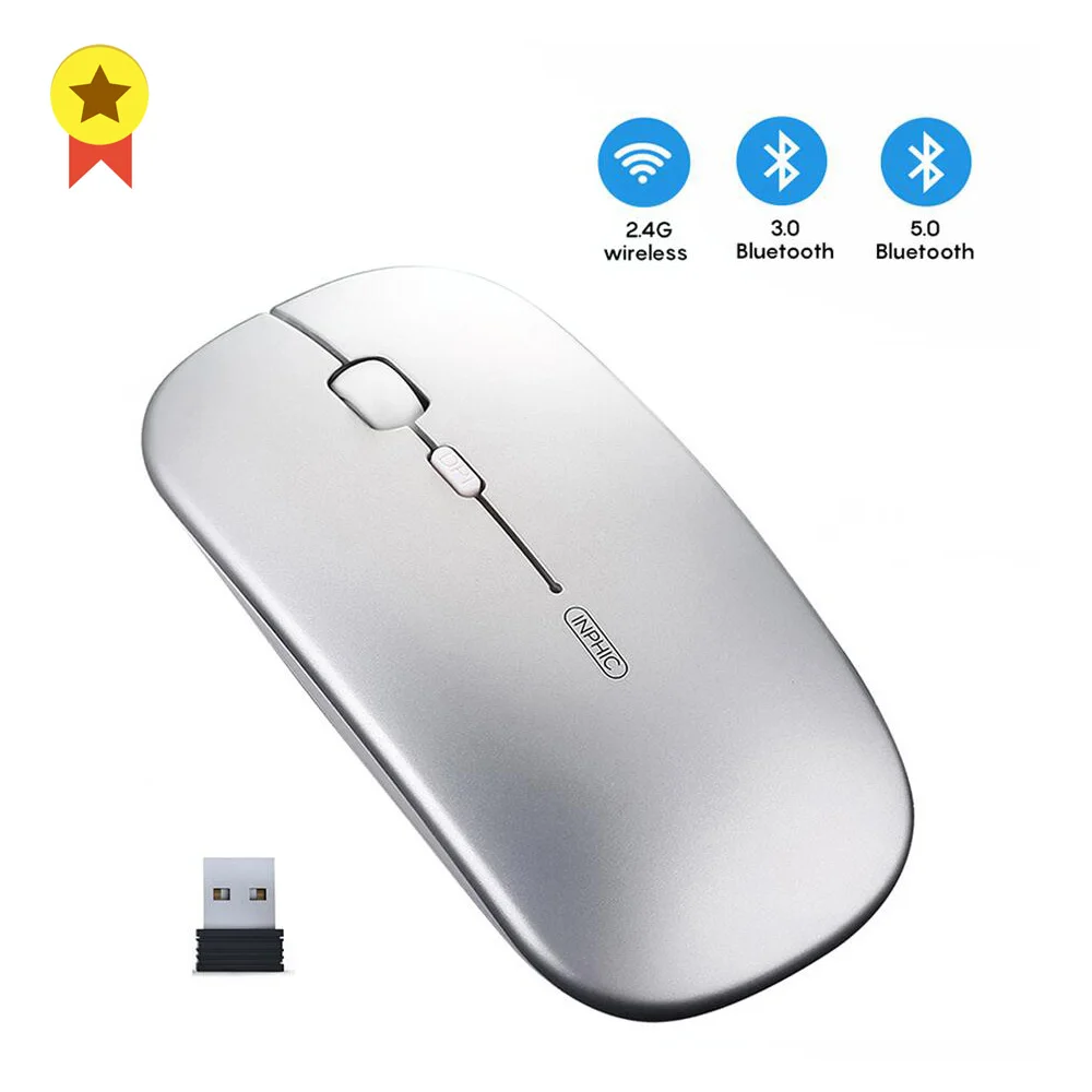 Wireless Mouse Computer Bluetooth Mouse Silent Mause Rechargeable Ergonomic Mouse 2.4Ghz USB Optical Mice For Macbook Laptop PC