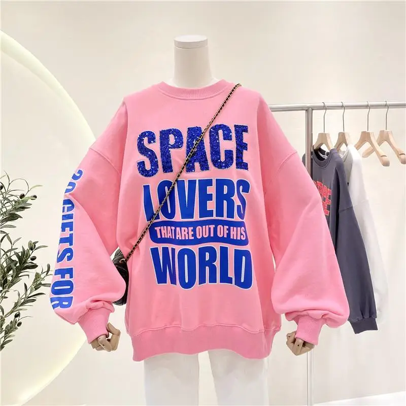 Sudadera con capucha holgada para mujer, de manga larga, jersey de moda, versión coreana, nueva, 2021