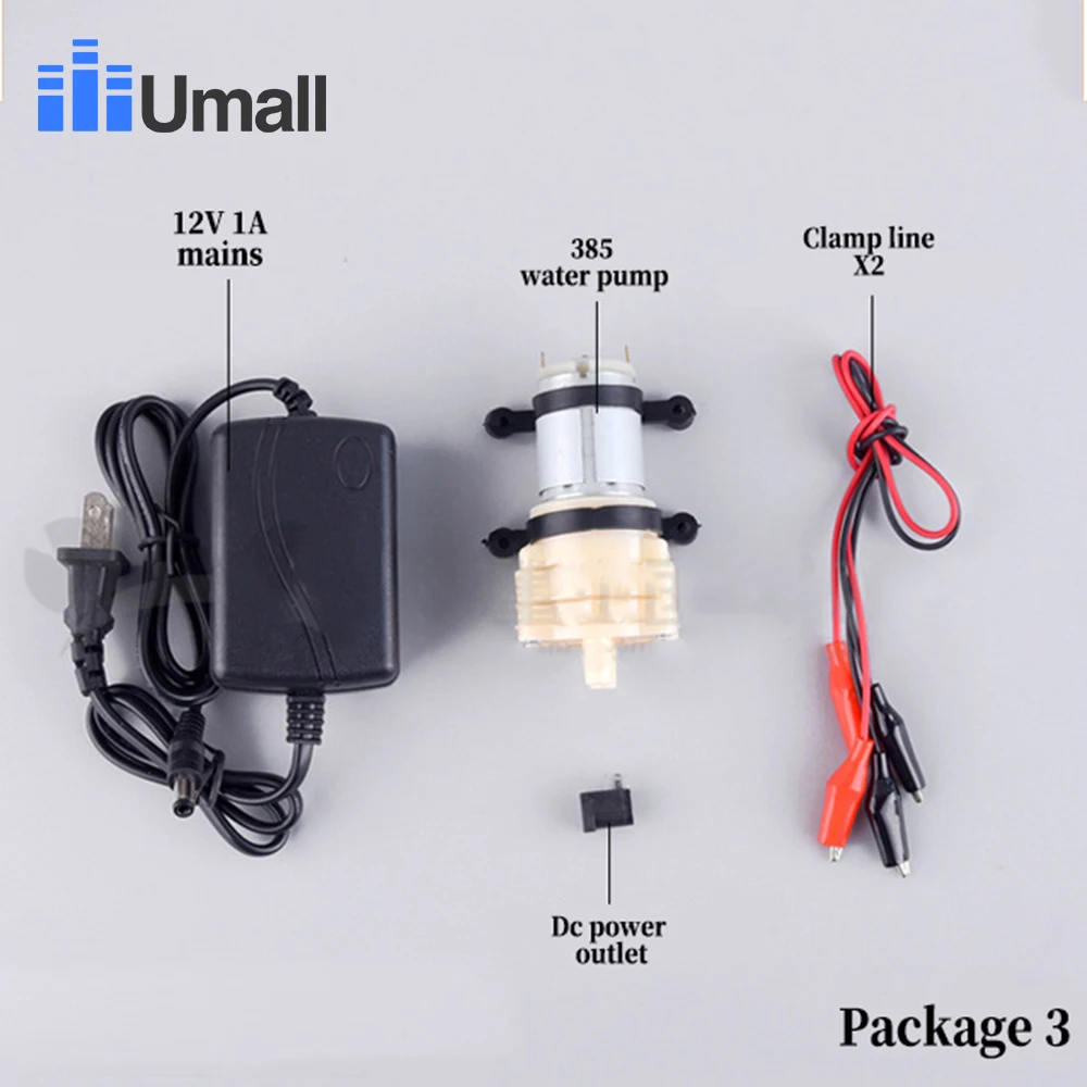 385 с источником питания от постоянного тока, 6 V-12 V Высокая термостойкость 100 градусов по Цельсию мини небольшой водяной насос мембранный Водяной насос, вакуумный насос - Напряжение: Package 3