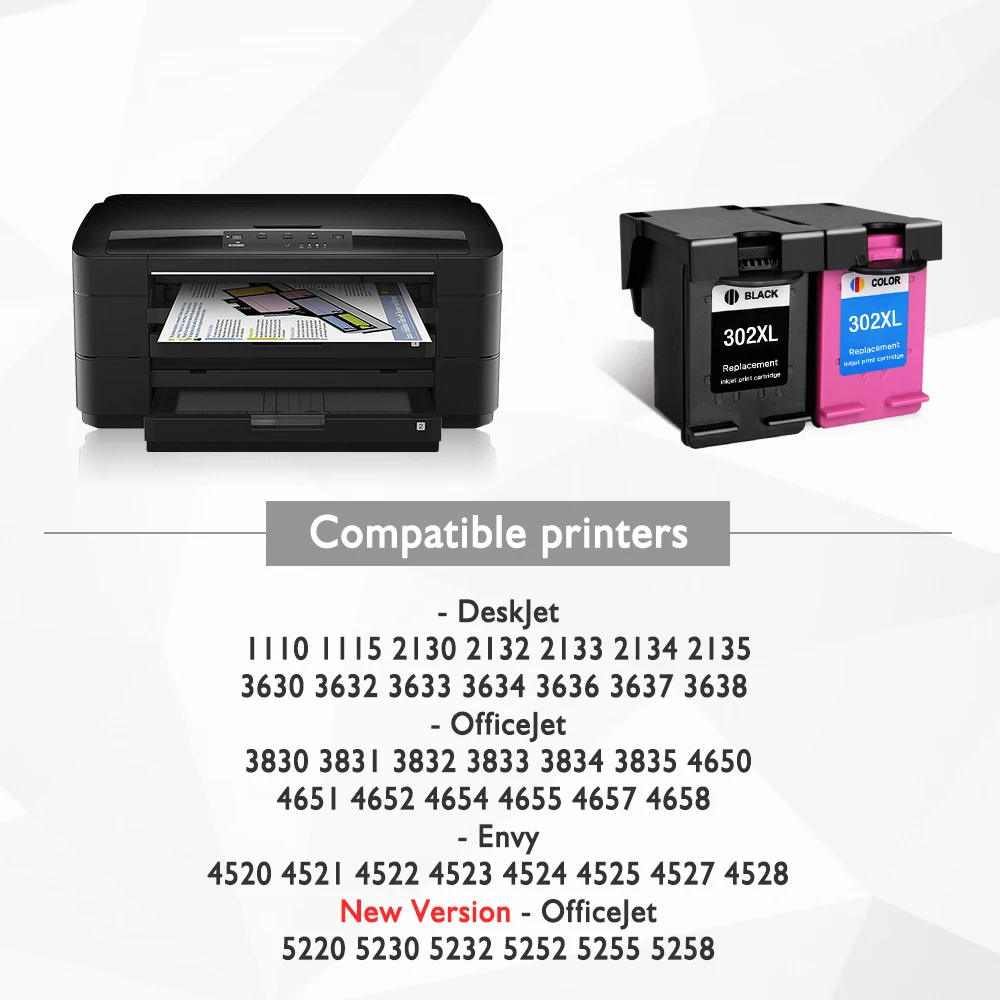 QSYRAINBOW Cartucho de tinta recargable para impresora HP 302 XL,  Dispositivo de Carga de Gran capacidad, Compatible con Versión de Máquina  de Impresión Europea HP Deskjet 1110 1111 1112 2130 2131|ink cartridge |refillable