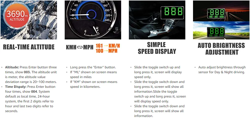 Универсальный gps HUD измеритель скорости одометр Автомобильный цифровой дисплей скорости MPH более скоростной будильник автомобильные часы для всех транспортных средств C80 C90