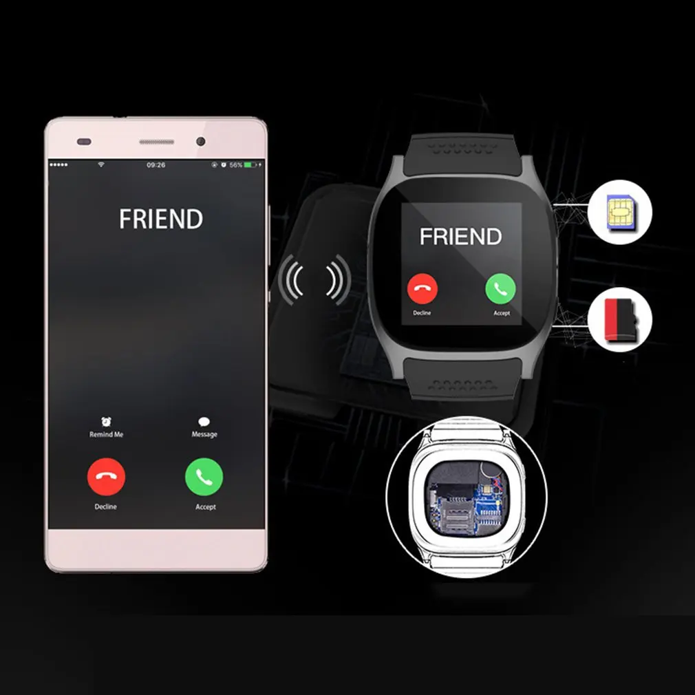 T8 Bluetooth Смарт-часы для телефона спортивные умные часы