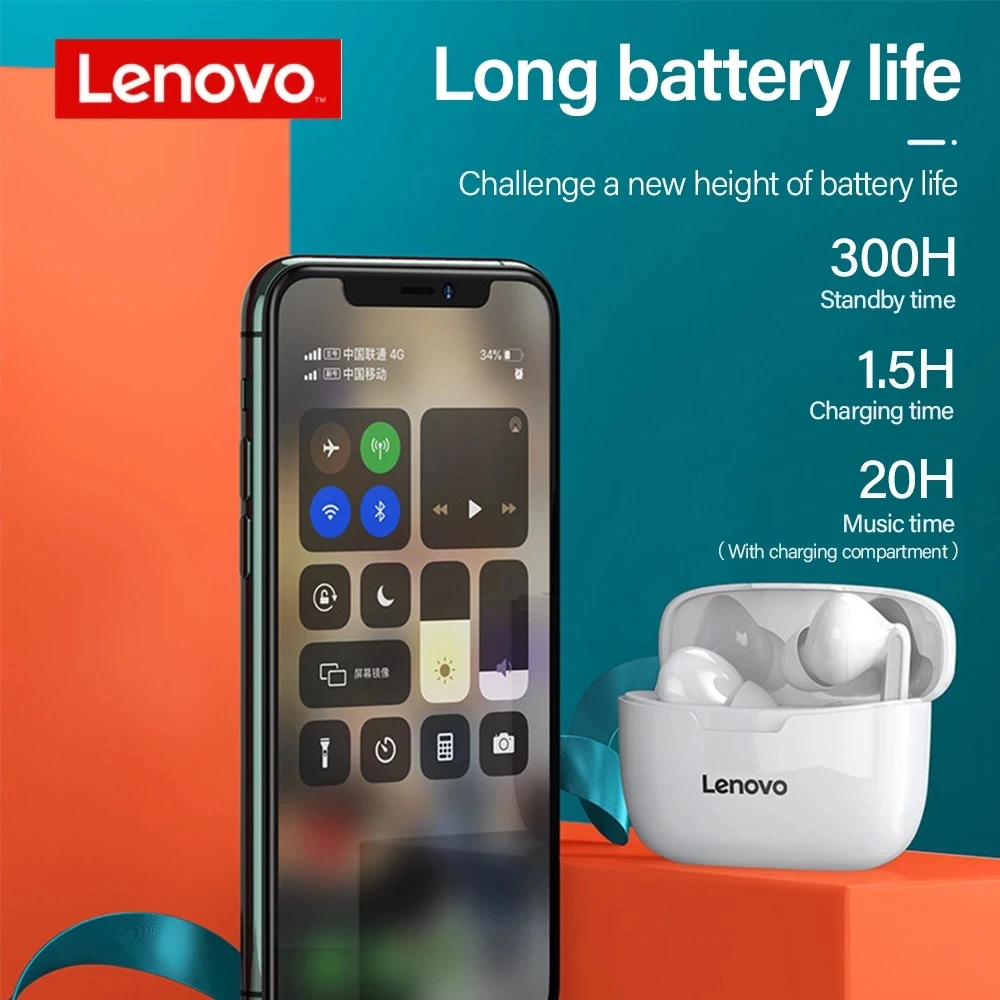 Original Lenovo XT90 TWS True Wireless Bluetooth 5.0 Earphones Touch Control Mini Earbuds Sport Handsfree Headset Headphones