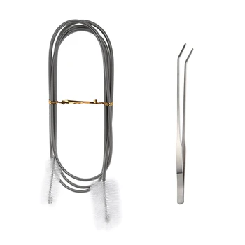 

2 Pcs Accessories: 1 Pcs Aquarium Water Hose Pipe Cleaning Brush & 1 Pcs Aquarium Fish Tank Live Plants Curved Tweezers