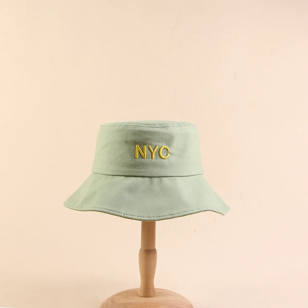 

Hat Women's Summer NYC Lettered Embroidered Bucket Hat Large Brimmed Outdoor Topee Korean-style Students Bucket Hat Sun Hat
