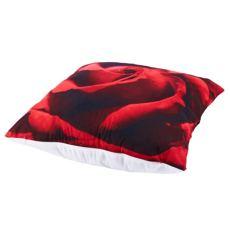 1Pcs 45x45cm 3D Red Rose Prinng Cushion Cover Bedroom Throw Pillow Case Ho O2C3 