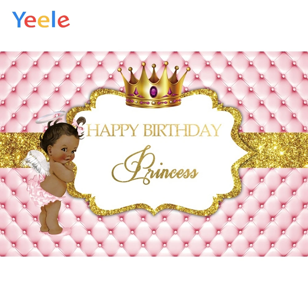 Виниловый фон для фотосъемки новорожденных с изображением розовой принцессы|Фон
