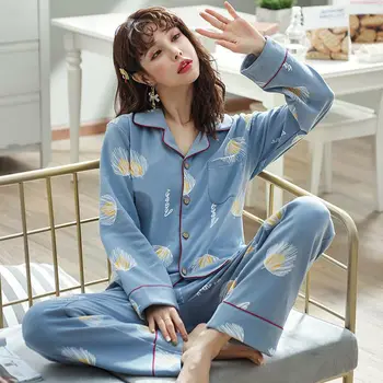 

Night Suit Pyjama Women Clothes Summer Womens Pajamas Sets Long-sleeved Sleepwear Suits Girl Fashion Casual Outerwear Sleepwear