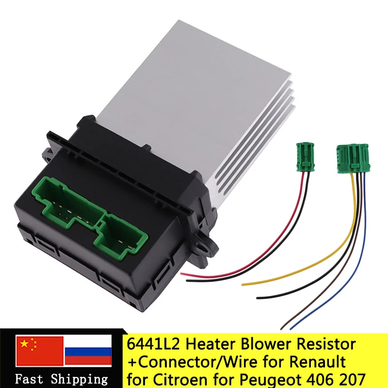 Resistencia de ventilador de aire acondicionado + conector/cable para Citroen, para Renault Megane Clio, PEUGEOT 207 607 6441L2 7701207718|Instalación de aire acondicionado| -