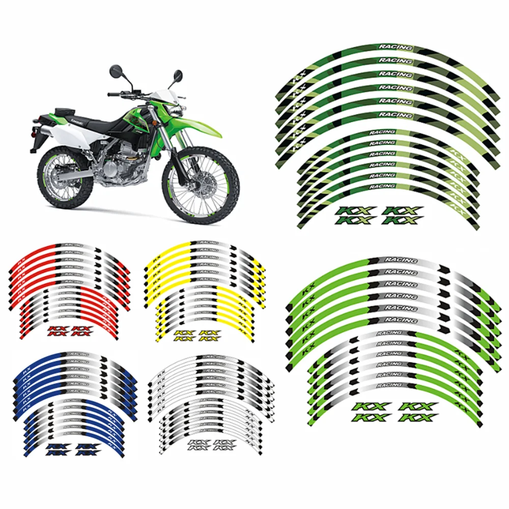 Колесные наклейки в полоску для KAWASAKI KX 250 X F KX125 450 21 &quot19" | Автомобили и мотоциклы