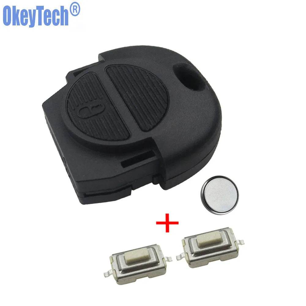 

OkeyTech Replacement Remote Key Cover Case FOB 2 Buttons With 2PCS Switches & Battery For Nissan Micra Almera Primera X-Trail