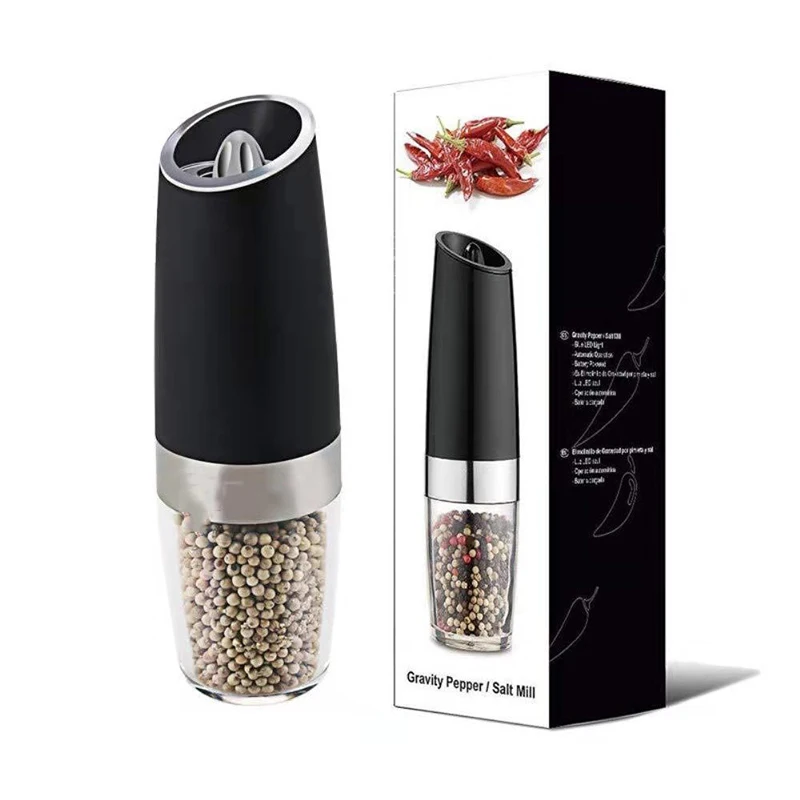 

Electric Salt and Pepper Grinder Stainless Steel Pepper and Salt Mill with Blue LED Light,Perfect for Different Cooked Food