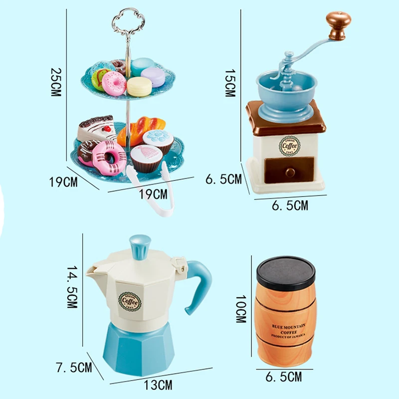 Kids Simulation Afternoon Tea Toys Set DIY Pretend Play Kitchen Toys Food Coffee Machine Dessert Play House Toys For Girls Kids 6