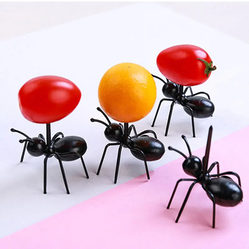 Creative 12pcs/set Fruit Fork Cute Ants Reusable Kawaii Fork Ant Fruit Fork Tableware Multiple