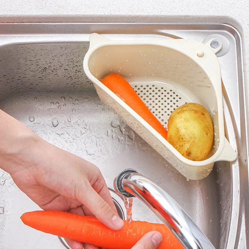 

Useful Suction Cup Sink Rack Soap Sponge Rack Kitchen Vegetable Rack Home Sink Drain Rack Triangle Storage Rack Hanger