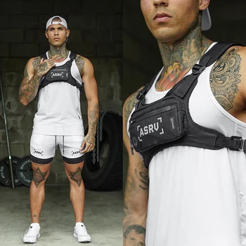 

Outdoor Sport Vest Man Luminous Reflective Waistcoat Tactics Backpack Fitness Running Close-fitting Anti-theft Front Chest Bags