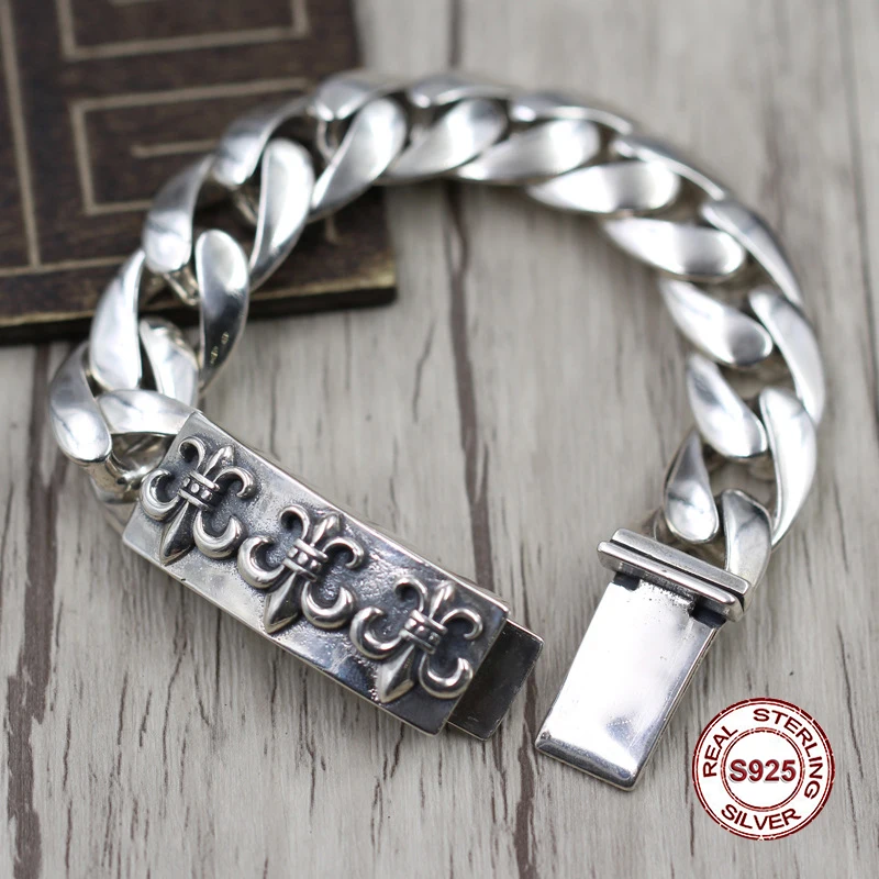 S925 мужской браслет из стерлингового серебра индивидуальный тренд domineering anchor в стиле панк ретро классический отправить подарок на любовь