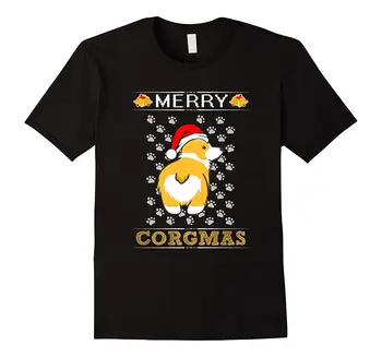 

Merry Corgmas Santa Corgi Xmas T-shirt Ugly Sweater Gift 100% Cotton Letter Printed TShirts Top New Short Sleeve Round Collar