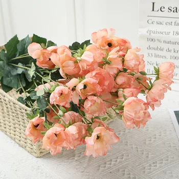 

Lan Kwai Fong Artificial Flower Wedding Exhibition Home Decoration New Anemone Simple Vanilla Pattern Rose Artificial Flower