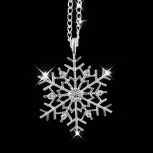 Christmas Necklace Gift Silver Snowflake Pendants Snow Flower Chain Women Necklace Jewelry