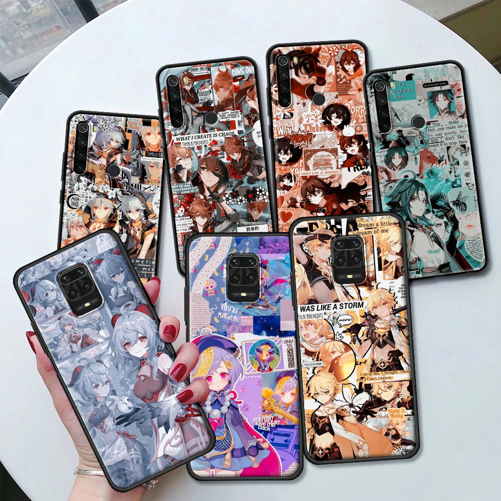 Genshin Impact Anime Silicone Case Funda For Xiaomi Redmi Note 9t 9s 9 8 K40 Pro 8t 8a 9a 9c 7 7a 6 6a Black Shell Cover Coque Phone Case Covers Aliexpress