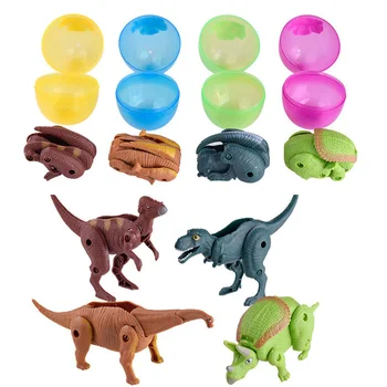 

4pcs/set Transform Simulation Dinosaur Toy Model Deformed Dinosaur Egg Collection For Kid Magic Hatching Growing Dinosaur Toys