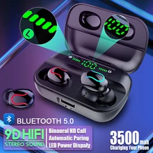 Wireless TWS Bluetooth 5 0 Earphone 9D Stereo IPX7 Waterproof Earbuds with LED Smart Power Bank Charging Box for iphone xiaomi