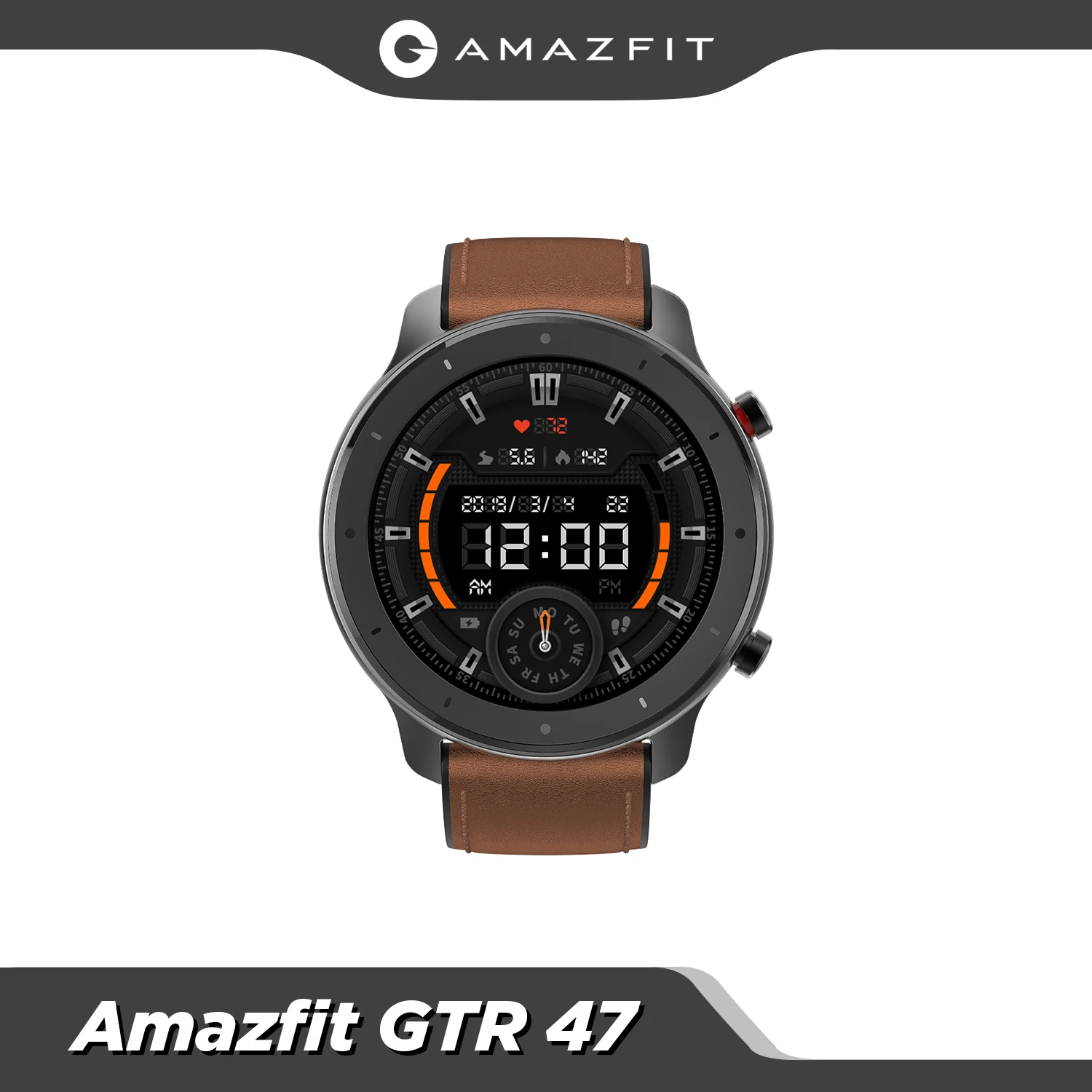 Global Version Amazfit GTR 47mm GPS Smart Watch 5ATM Waterproof Smartwatch 24Days Battery Music Leather Strap