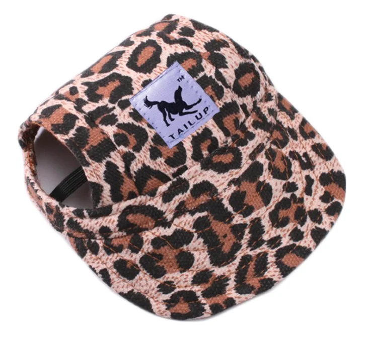 Pet Dog Cap Tailup Cute Print Hat Small Dog Outdoor Hat Pet grooming dog hat Pets accessories for dogs cats - Цвет: leopard