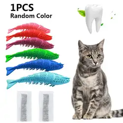 Игрушечная зубная щетка для кошек кошачья мята в форме креветки устойчивая к укусам резиновая Чистящая зубная палочка забавные игрушки