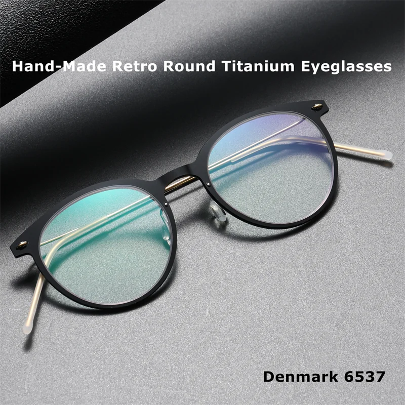 

Denmark Brand Eyeglasses 6537 Retro Round Glasses Frame Men Screwless Ultralight Myopia Women Prescription Titanium Eyewear