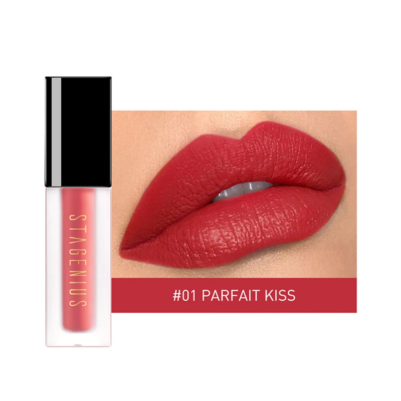 01 PARFAIT KISS STAGENIUS телесный водонепроницаемый матовый блеск для губ 9 цветов жидкий пигмент увлажнитель длительного действия легко носить макияж блеск для губ - Цвет: 01 PARFAIT KISS