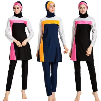 

New Muslim Women Swimsuit Modest Beach Swim Wear Islam Full Cover Bathing Suit Long Sleeve Arab 3PCS Costumes Plus Size Clothes