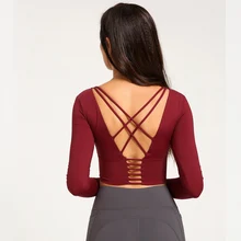 Рубашка для йоги с открытой спиной, с отверстием для большого пальца, для фитнеса, для тренажерного зала, женские рубашки для пупка, для тренировок, спортивная одежда