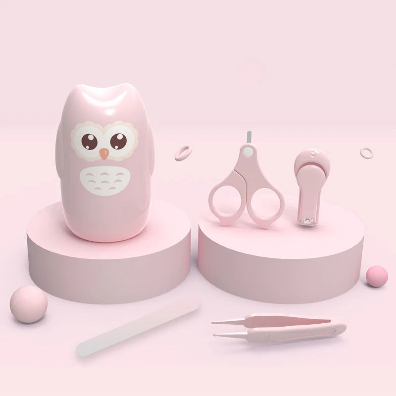 Новорожденный клипса для ногтей мультфильм ребенок младенческого возраста палец ноготь клиппер ножницы резак безопасности маникюрный набор детский набор для ухода за ногтями - Цвет: Pink owl-TF366A