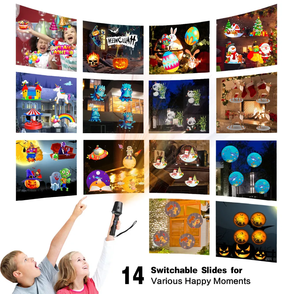 843.22руб. 20% СКИДКА|Хэллоуин Рождество Новый год переносной светодиодный фонарик анимационная лампа анимационный фильм проекционная лампа + 18650 батарея для игры-in Праздничное освещение from Лампы и освещение on AliExpress 