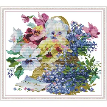 

Oil Painting Flowers Cross Stitch Needlework Kit DMC 14CT Account Canvas Print Cross Stitch DIY Gift Home Wedding Decoration