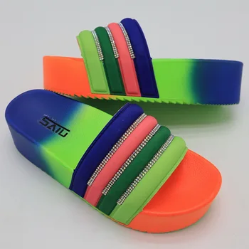 

Slippers Female Sandals Shoes 2020 Summer Rainbow Color Shoes For Women Platform Wedges Slides Flip Flops Outdoor Shoes