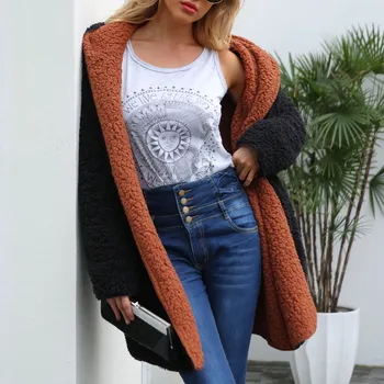 

Coats And Jackets Women Fashion Ladies Warm Artificial Wool Outerwear Dichroic Winter Parka Jacket Women 2018oct10