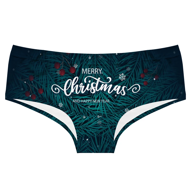Cartoon Santa Printed Women's Underwear Breathable Seamless