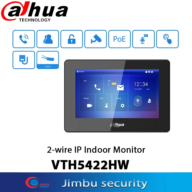 Видеодомофон Dahua VTH5422HW H.265 7 TFT емкостный сенсорный экран 2-проводной IP-монитор для