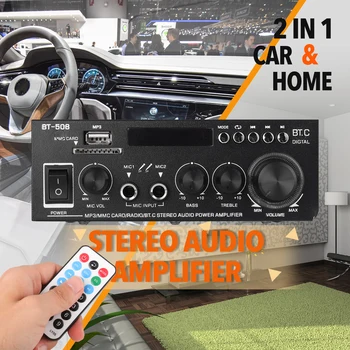 

60W Mini Power Amplifier Audio MP3 Player FM Radio BT Digital Stereo Audio Power Receiver Home Theater Sound System BT Amplifier