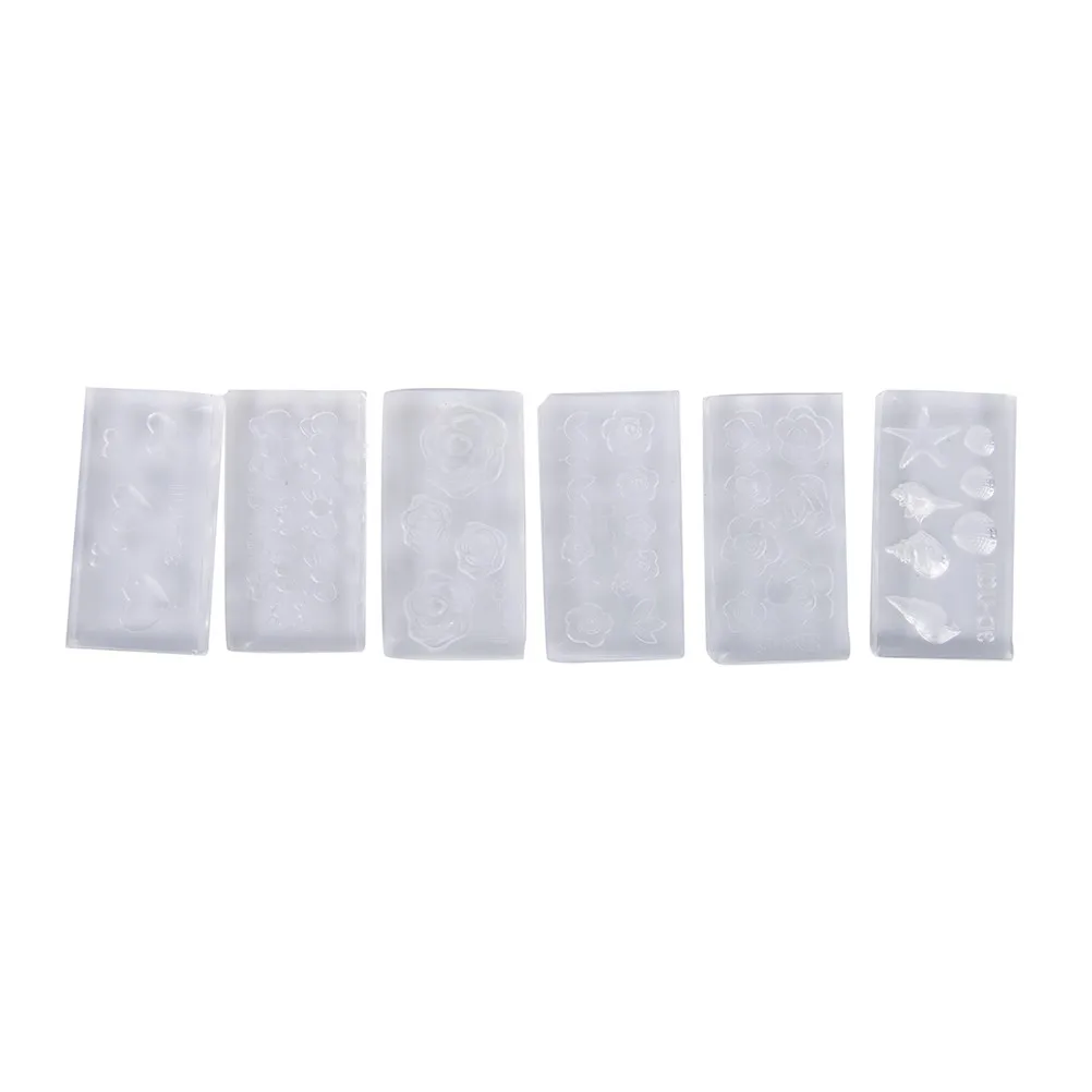 6 шт./компл. 3D акриловая Форма типа сделай себе сам дизайн силиконовые нейл-арта Шаблоны узор маникюр Красота рисунки на ногтях 3D нейл-арта пресс-формы