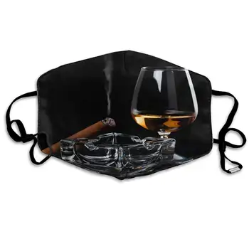 

Unisex Print Mouth Mask - Whisky Cigar Funny Pattern Polyester Anti-dust Mouth-Muffle - Fashion Washed Reusable Face Masks for
