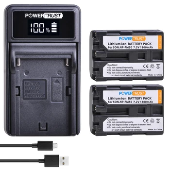 

PowerTrust NP-FM50 NPFM50 FM55H Battery Pack +LED USB Charger For Sony NP-FM51 NP-FM30 NP-FM55H DCR-PC101 A100 Series DSLR-A100